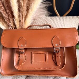 The Cambridge Satchel Company Tan Leather Satchel Folio Bag Made in England